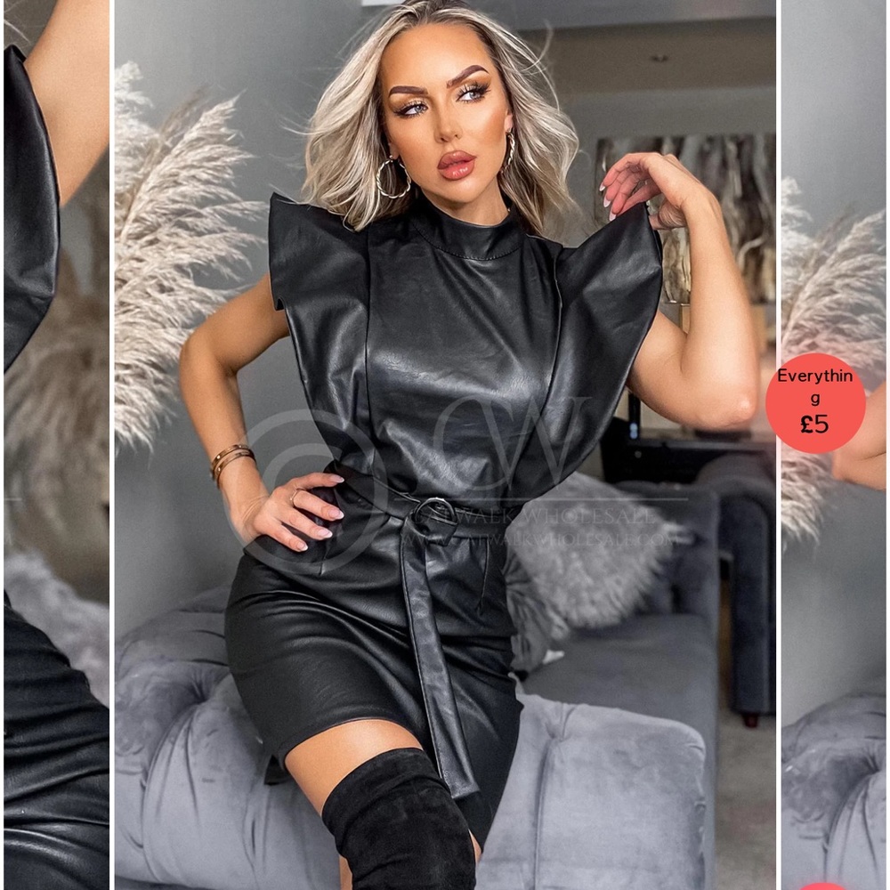 🆕 Yessica leatherette side frill dress sz small